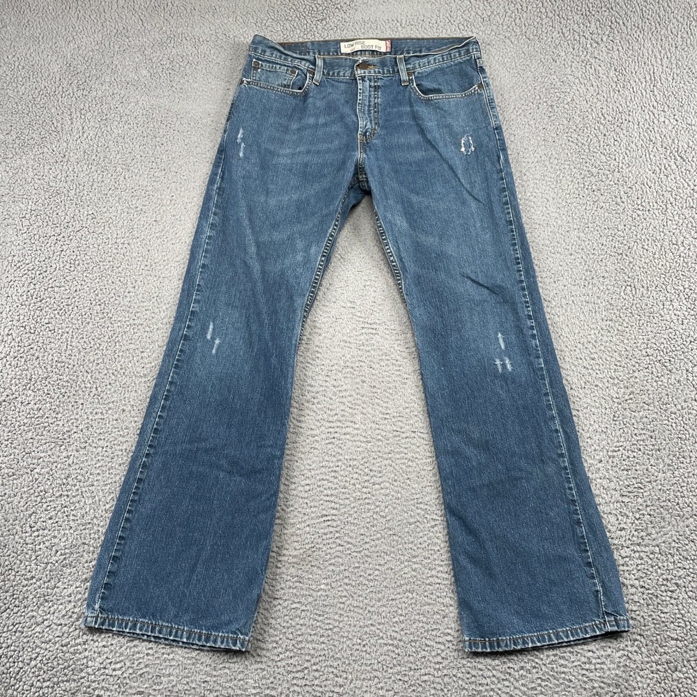 Levi 527 Jeans Mens 34x32 Blue Low Rise Boot Fit Distressed Denim Pants